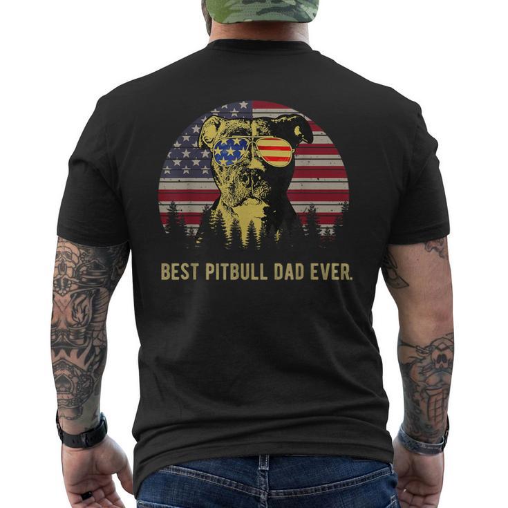 Best Pitbull Dad Ever American Flag 4Th Of July Men's T-shirt Back Print