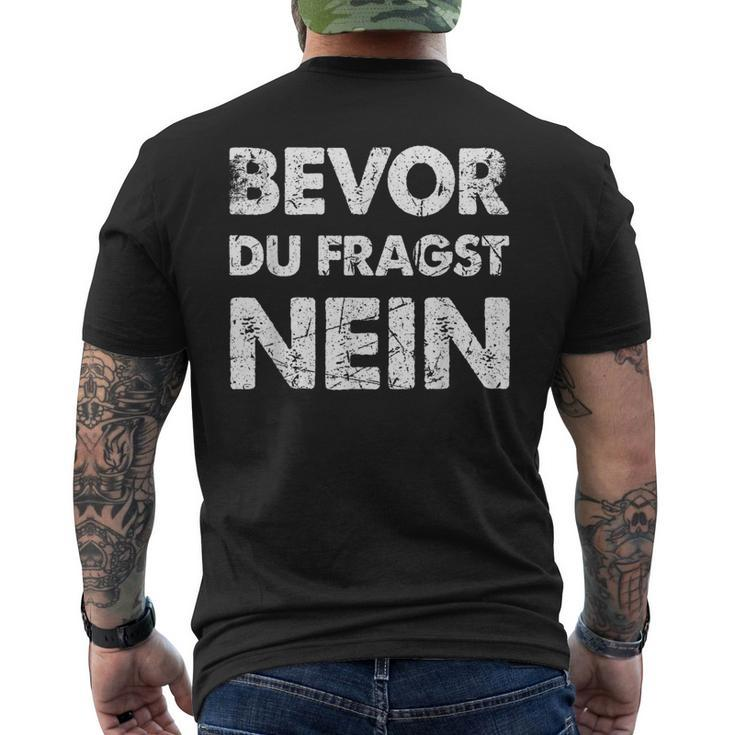 Bevor Du Frag No German Language Black T-Shirt mit Rückendruck