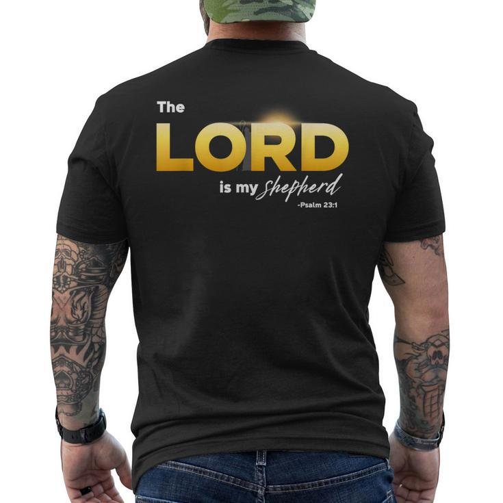 Bible Verse Psalm 23 The Lord Is My Shepherd Christian Men's T-shirt Back Print