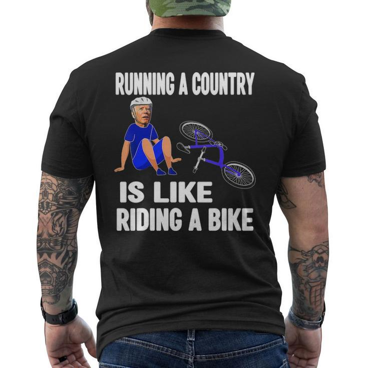 Biden Falls Off Bike Joe Biden Falling Off His Bicycle Men's T-shirt Back Print