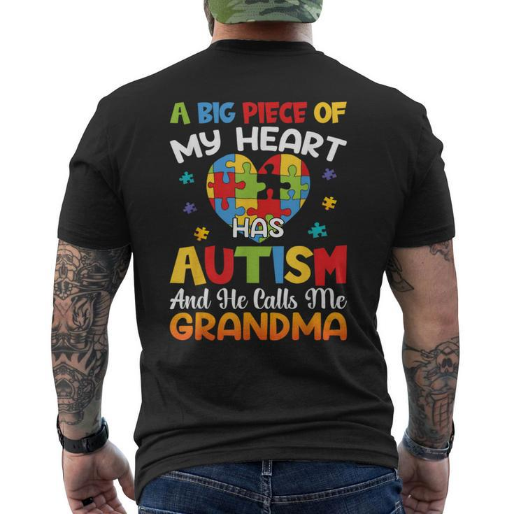 A Big Piece Of My Heart Has Autism And He Calls Me Grandma Men's T-shirt Back Print