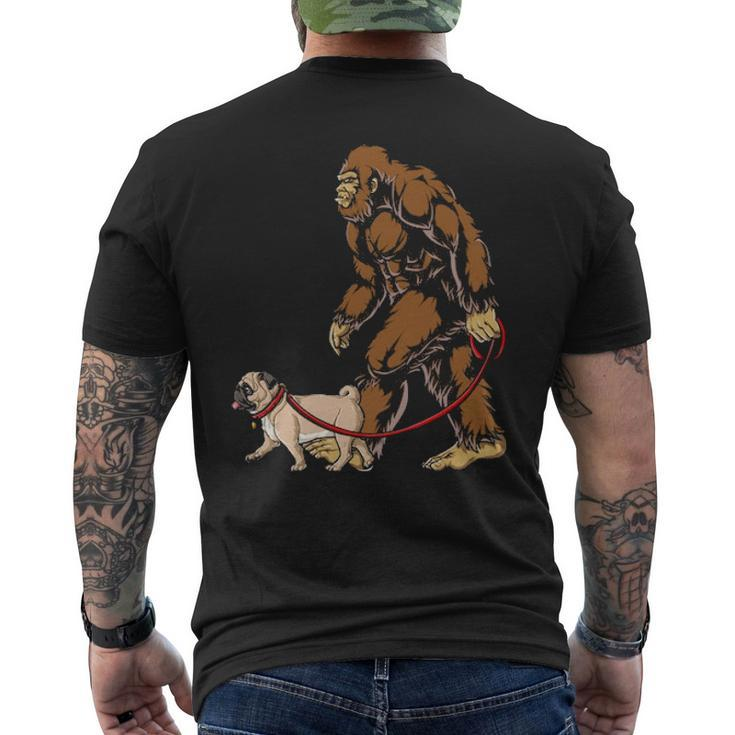 Bigfoot Dog Walk Pug Men's T-shirt Back Print