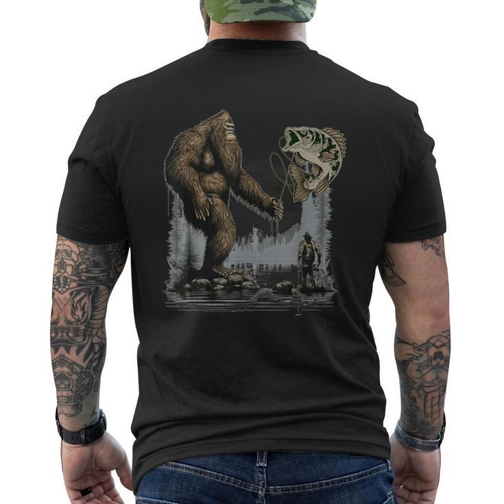Bigfoot Fishing Sasquatch Fish Men's T-shirt Back Print