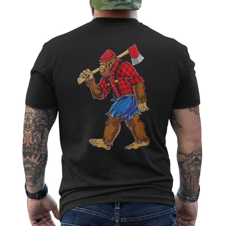 Bigfoot Lumberjack Sasquatch Carpenter Men Dad Boys Men's T-shirt Back Print