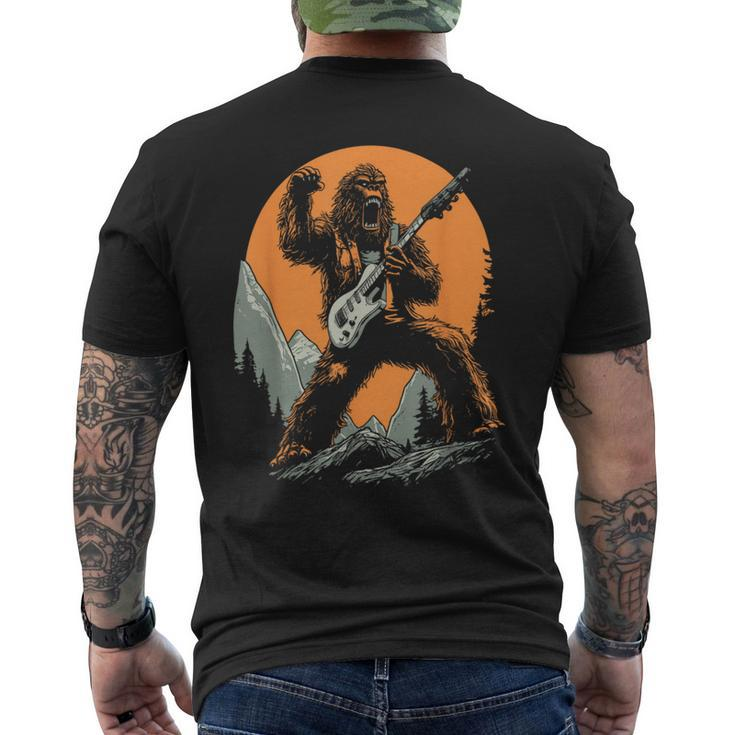 Bigfoot Playing Electric Guitar Sasquatch Rocker Men's T-shirt Back Print