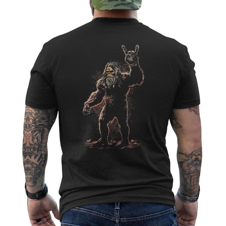Bigfoot Rock On Sasquatch Rock & Roll Party Men's T-shirt Back Print