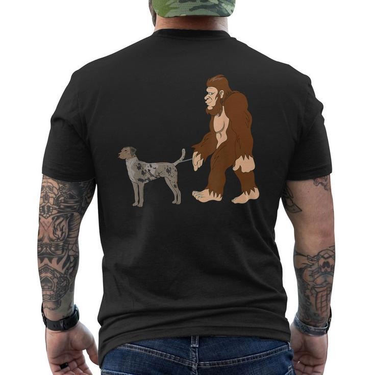 Bigfoot Walking Catahoula Leopard Dog Ufo Believer Men's T-shirt Back Print