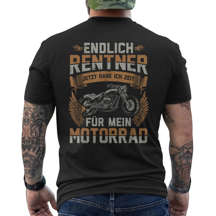 Biker Retirement Hobby Endlich Rentner Zeit Für Motorcycle T-Shirt mit Rückendruck