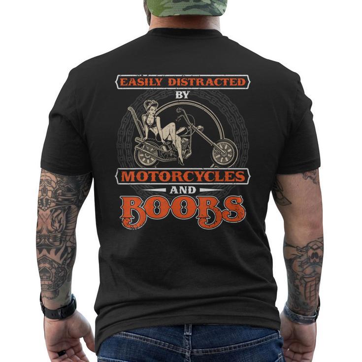 Biker Rider Easily Distracted By Motorcycles And Boobs Men's T-shirt Back Print