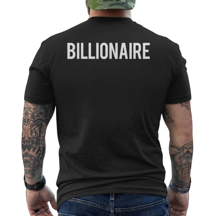 Billionaire T Cool New Money Club Ceo Men's T-shirt Back Print