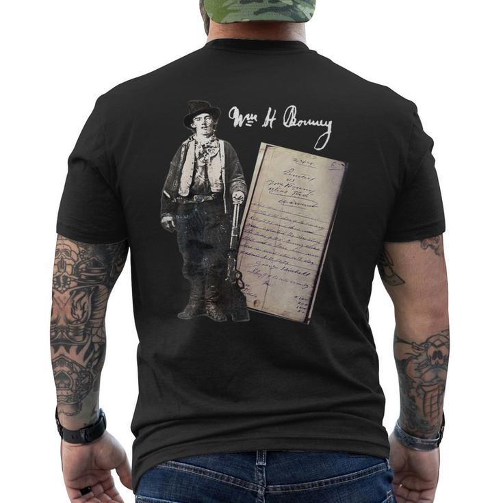 Billy Kid William Bonney Original Signature Arrest Warrant Men's T-shirt Back Print