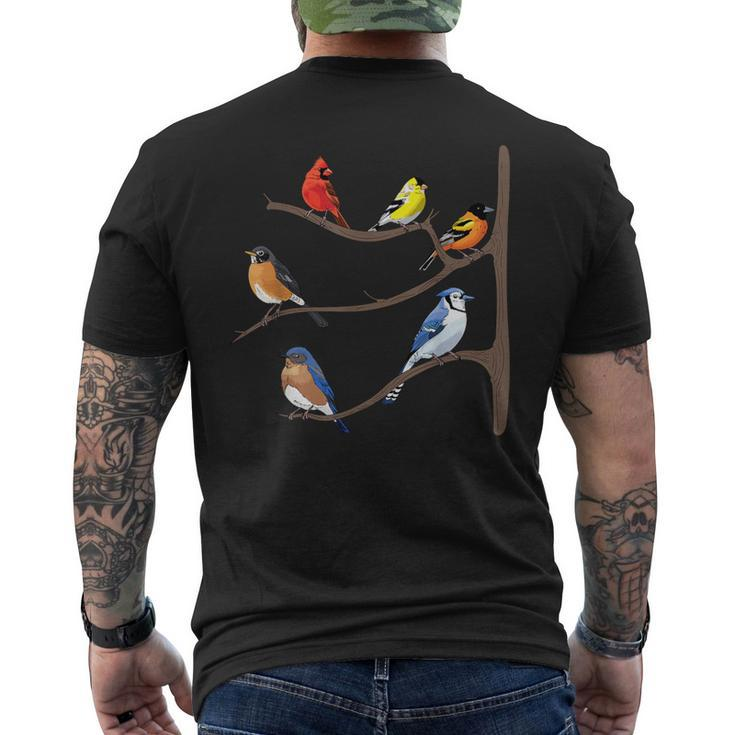 Birds On A Branch Birding Bird-Watching Birder Bird Watcher Men's T-shirt Back Print