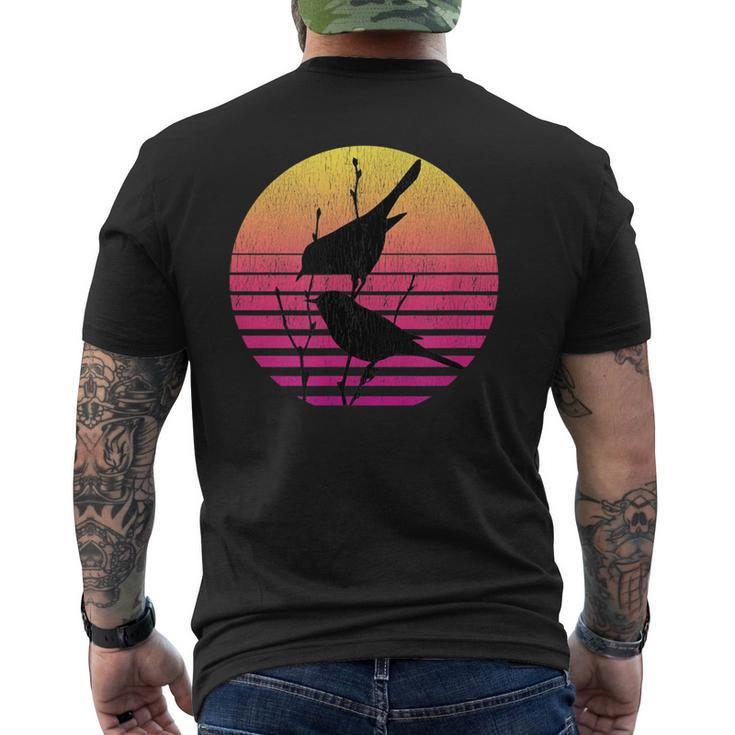 Birds Over A Vintage Sunset Distressed Men's T-shirt Back Print