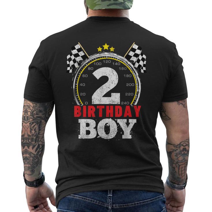 Birthday Boy 2Nd Race Car 2 Year Old Racing Men's T-shirt Back Print