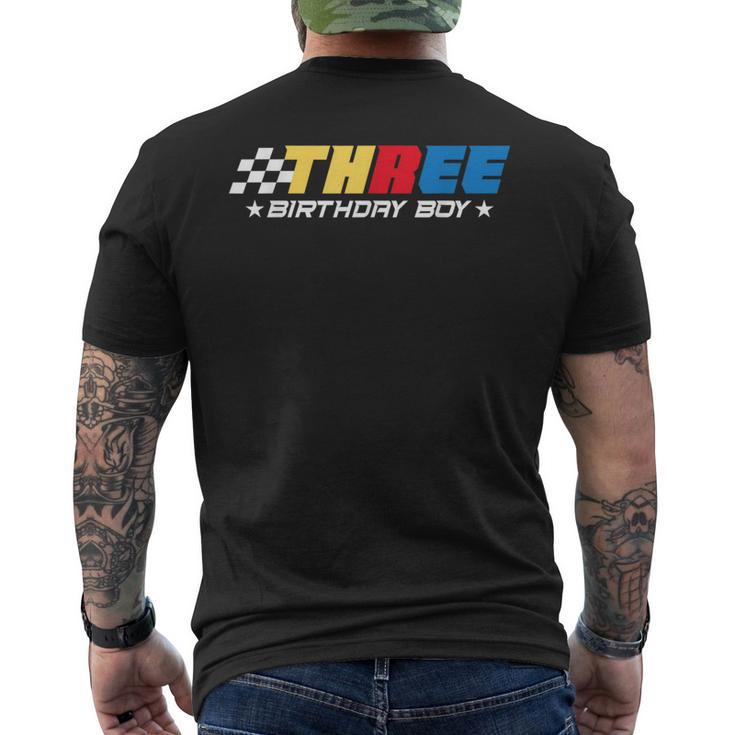 Birthday Boy 3 Three Race Car 3Rd Racing Pit Crew Driver Men's T-shirt Back Print