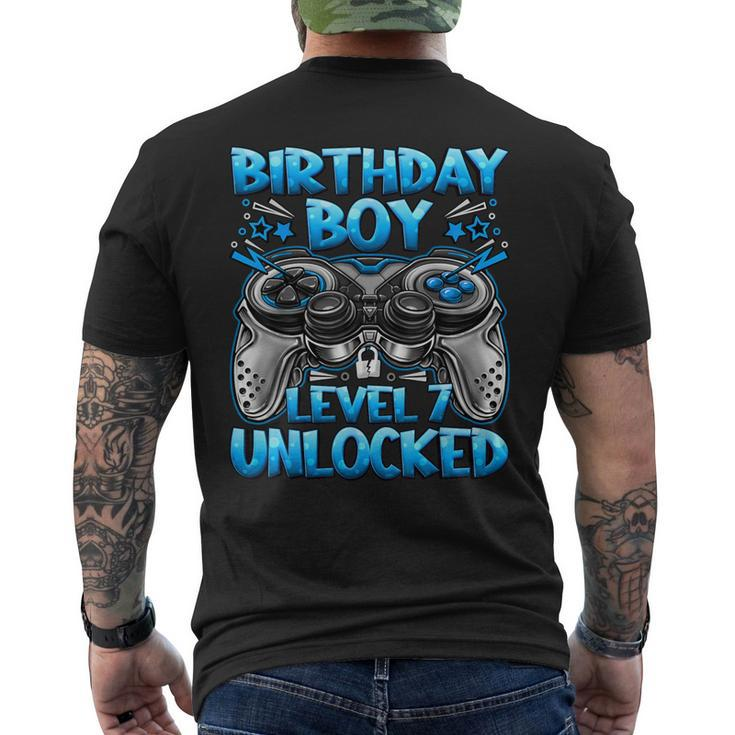 Birthday Boy Level 7 Unlocked 7Th Birthday Boy Gaming Men's T-shirt Back Print