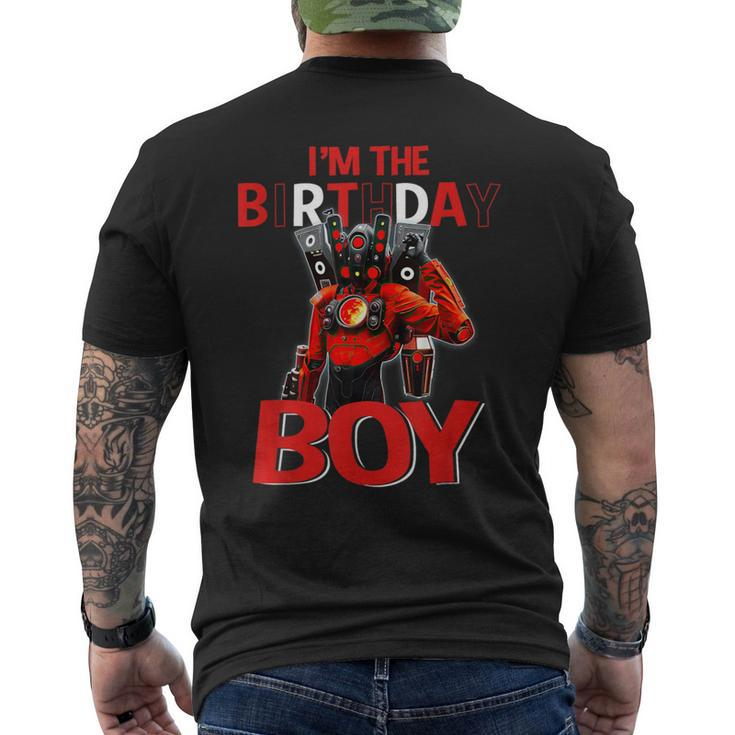 Birthday Boy Skibidi Toilet Speakerman V1 Son Tvman Men's T-shirt Back Print