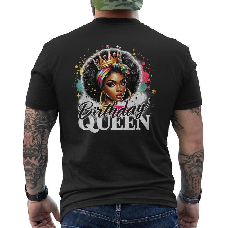 Birthday Queen Happy Birthday African American Afro Queen Men's T-shirt Back Print
