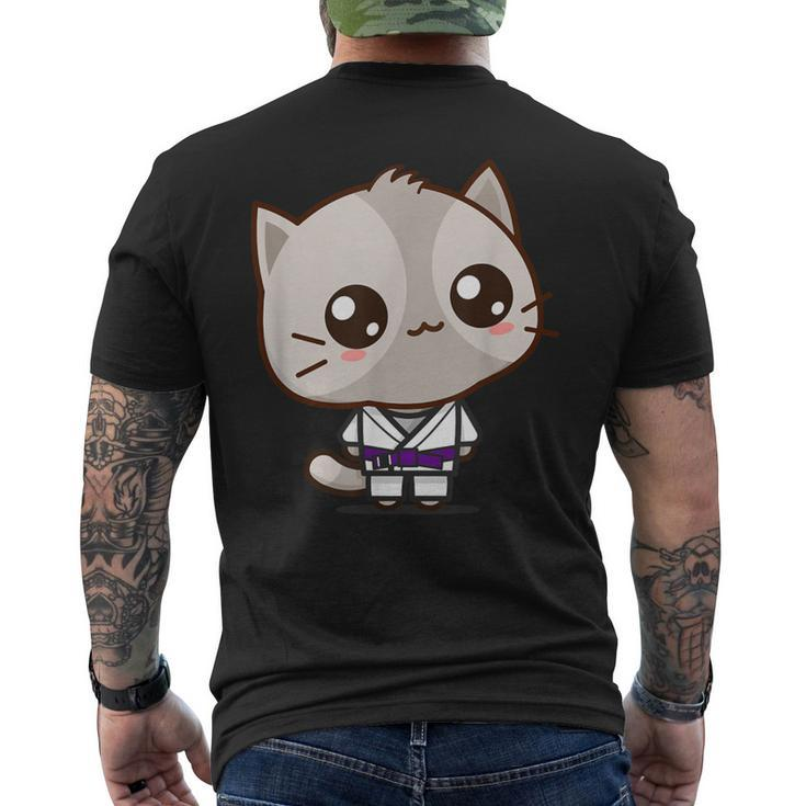 Bjj Brazilian Jiu Jitsu Purple Belt Kawaii Cat Men's T-shirt Back Print