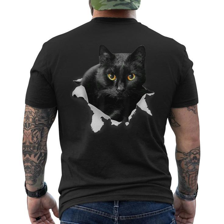 Black Cat Torn Cloth For Cat Lover Cat Dad Cat Mom Men's T-shirt Back Print