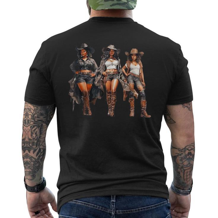 Black Cowgirl Western Rodeo Melanin Black History Texas Men Men's T-shirt Back Print