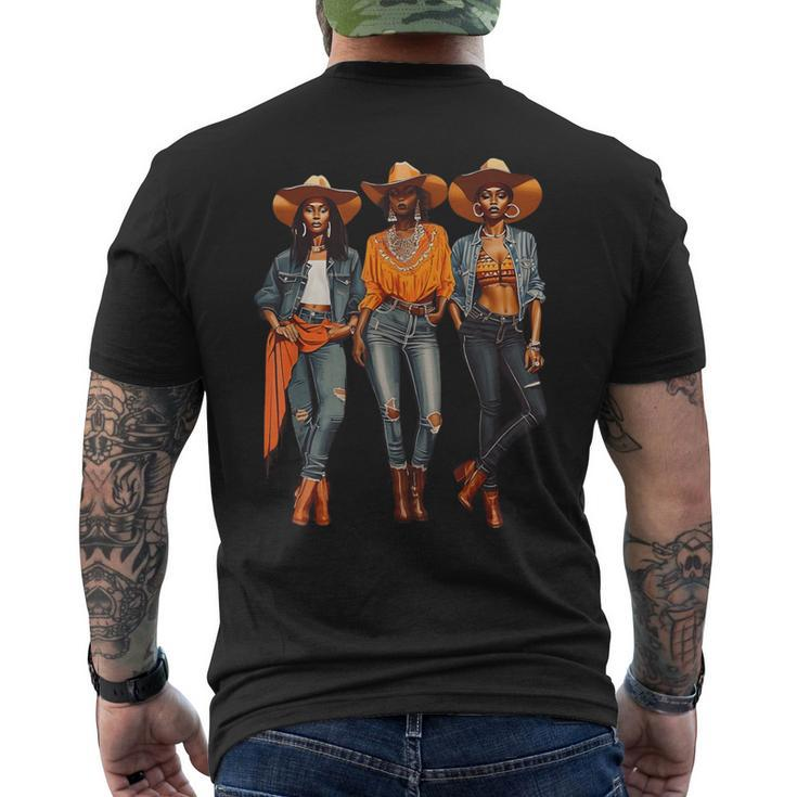 Black Cowgirl Western Rodeo Melanin Black History Texas Men's T-shirt Back Print
