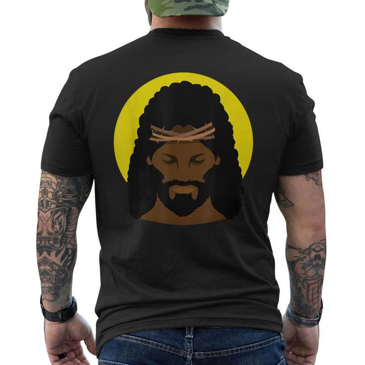 Black Jesus With Afro African American Religious Portrait Men's T-shirt Back Print