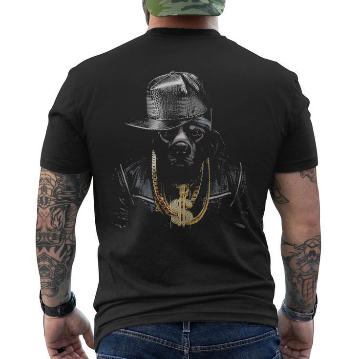 Black Pit Bull Rapper As Hip Hop Artist Dog Men's T-shirt Back Print