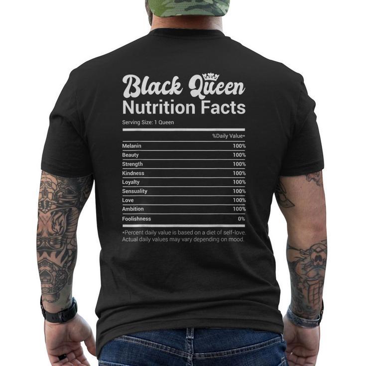 Black Queen Nutrition Facts African American Pride Melanin Men's T-shirt Back Print