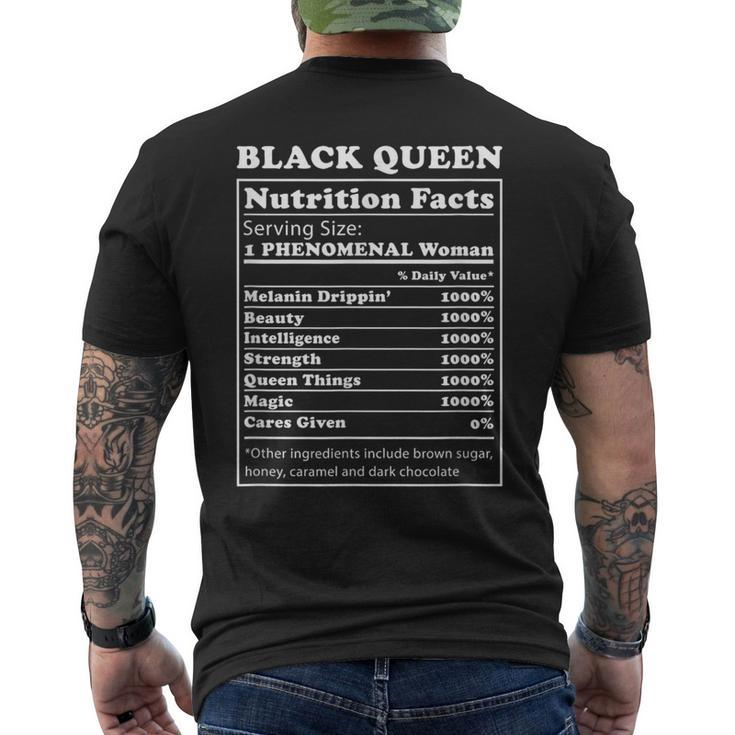 Black Queen Nutrition Facts Black History Month Blm Melanin Men's T-shirt Back Print