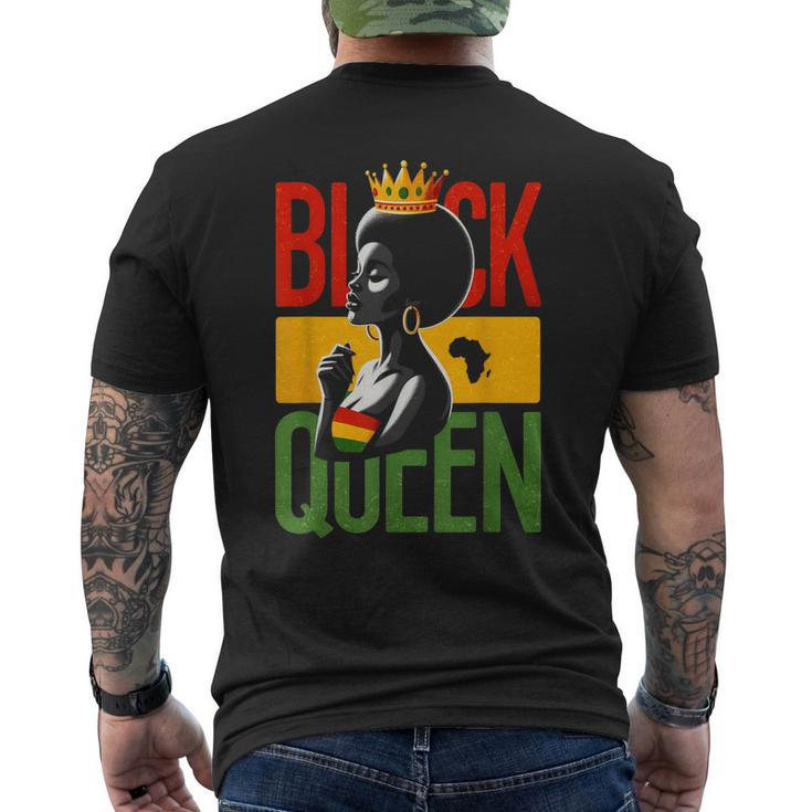Black Queen Black History Queen Afro-African American Women Men's T-shirt Back Print