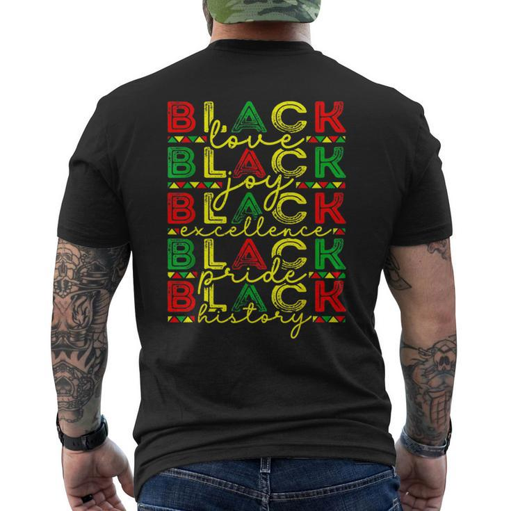 Black History Love Joy Pride African American Men's T-shirt Back Print