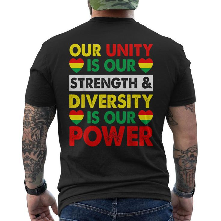 Black History Month African American Unity Power Diversity Men's T-shirt Back Print