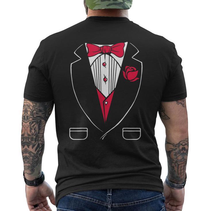 Black And White Tuxedo Bow Tie Tuxedo White Mens Men's T-shirt Back Print