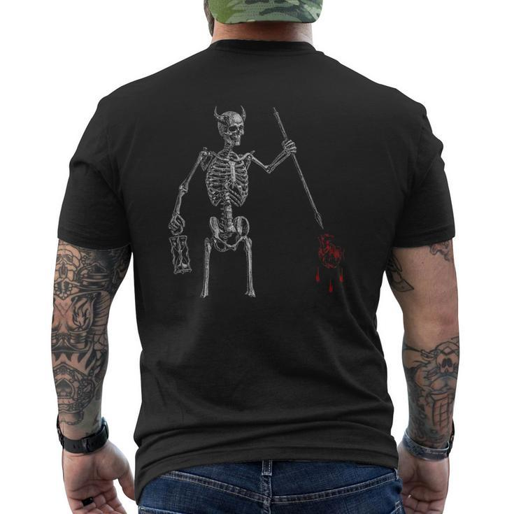 Blackbeard Pirate Skeleton Caribbean Battle Flag Mens Back Print T-shirt