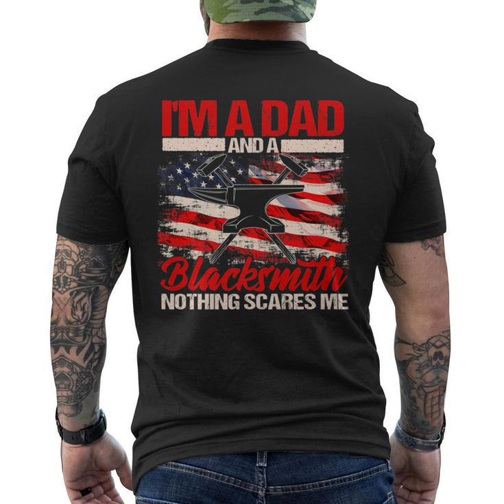 Blacksmith Dad American Flag Father's Day Blacksmithing Men's T-shirt Back Print