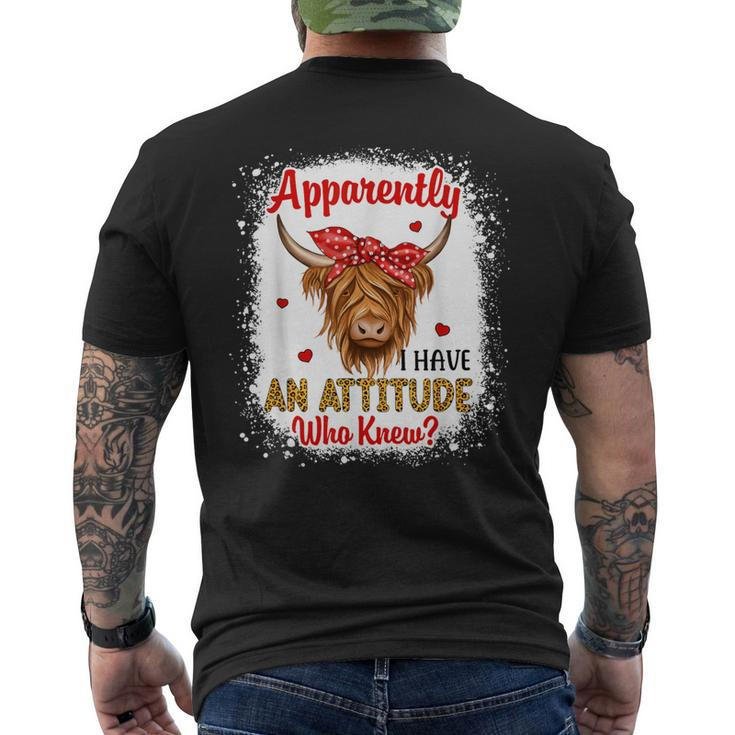 Bleached Highland Cow Apparently I Have An Attitude Who Knew Men's T-shirt Back Print