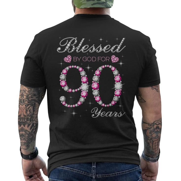 Blessed By God For 90 Years Old 90Th Birthday Party B-Day Men's T-shirt Back Print