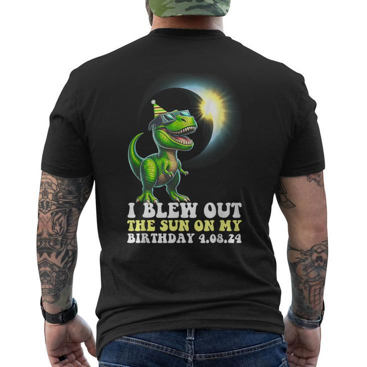 I Blew Out The Sun On Birthday Dinosaur 2024 Solar Eclipse Men's T-shirt Back Print