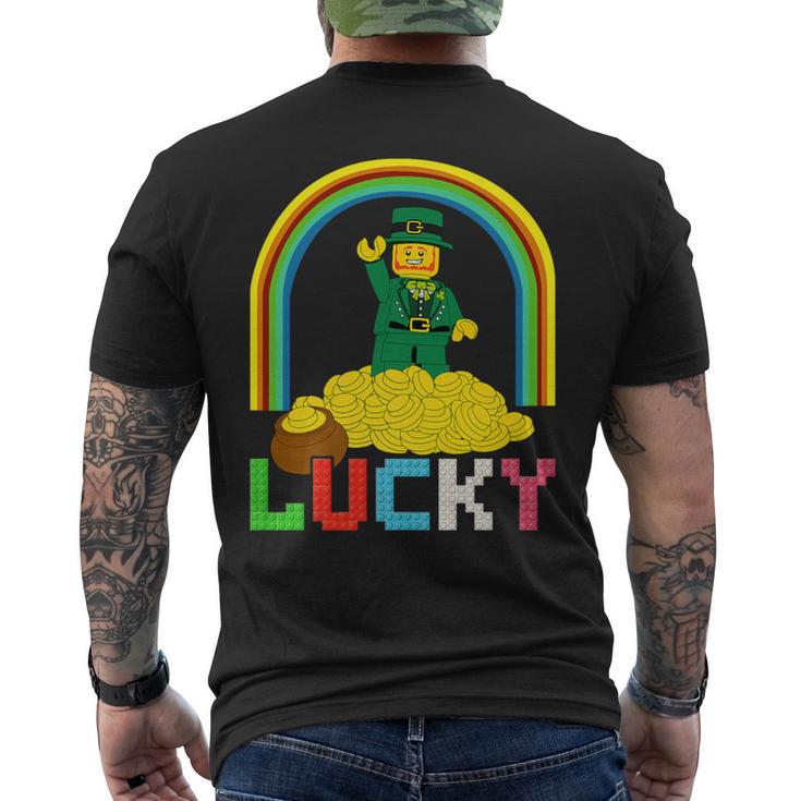 Block Brick Building Figure St Patrick's Day Master Builder Men's T-shirt Back Print