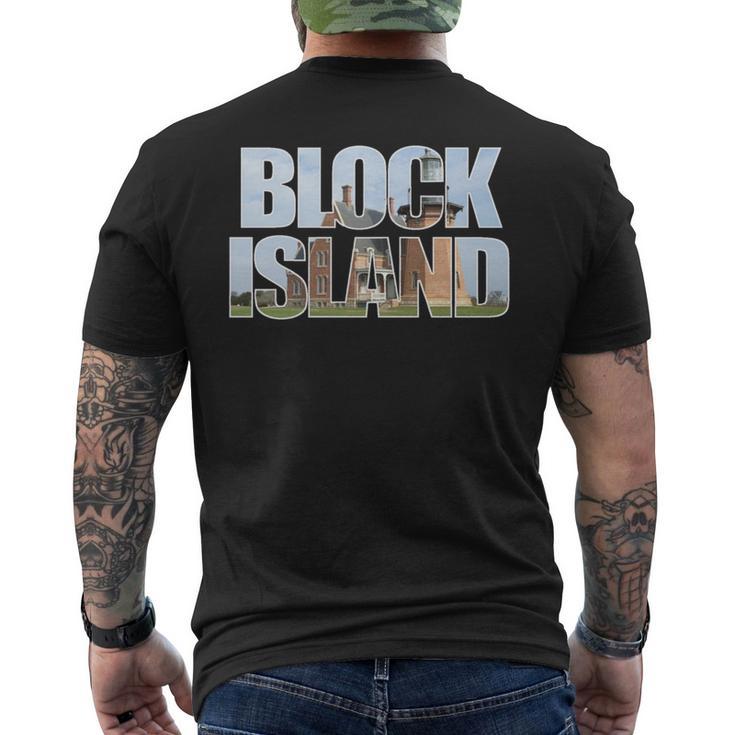 Block Island Lighthouse Souvenir Rhode Island Beach Keepsake Men's T-shirt Back Print