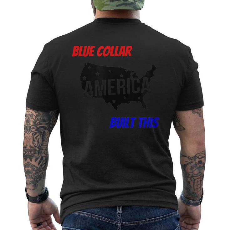 Blue Collar Built This Construction Worker Pride America Men's T-shirt Back Print