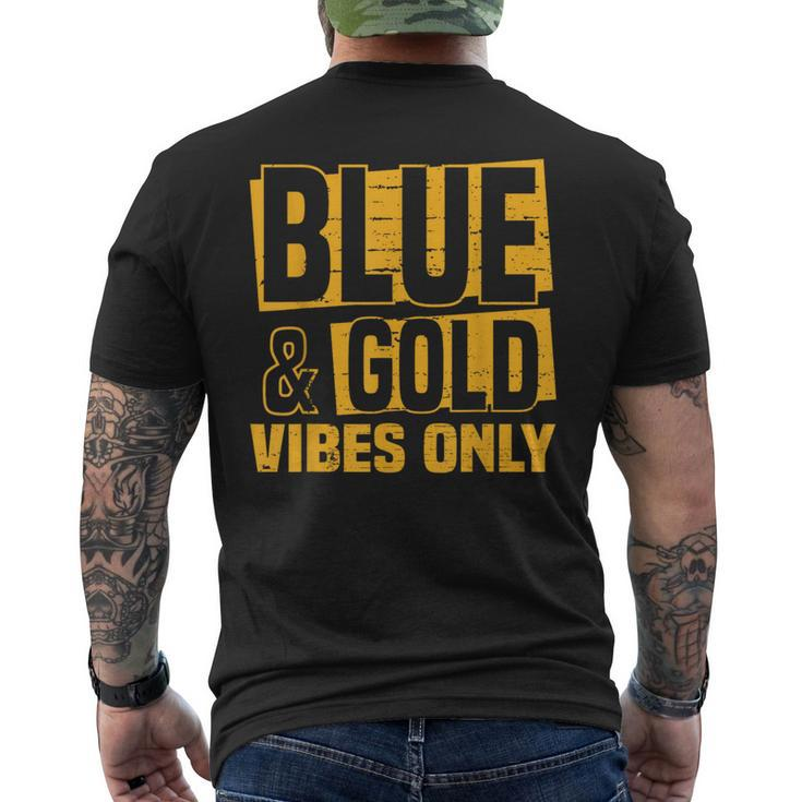 Blue And Gold Vibes Only School Tournament Team Cheerleaders Men's T-shirt Back Print