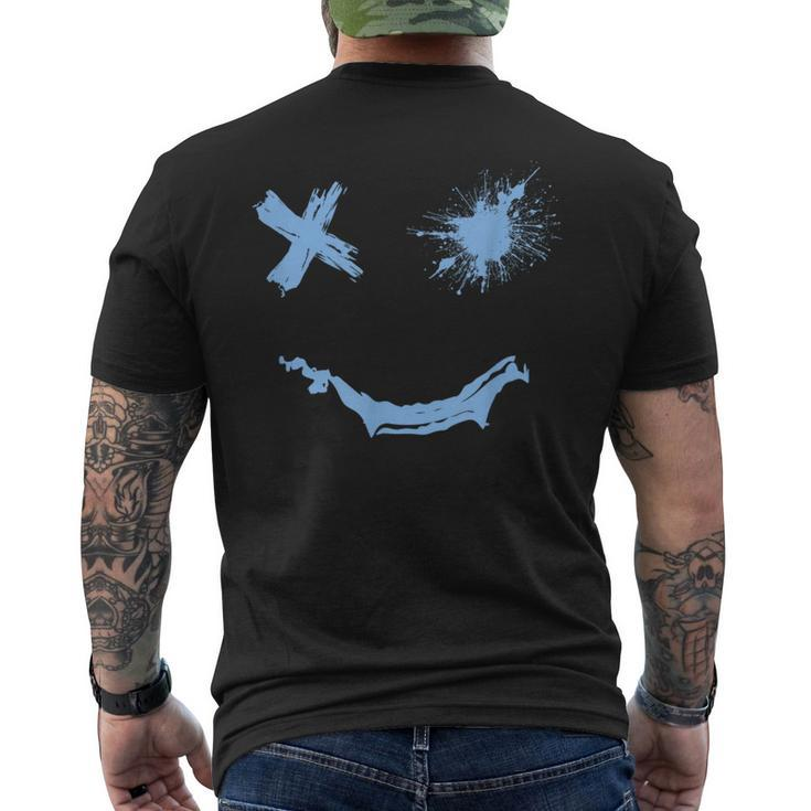 Blue Grunge Smile Blue Color Graphic Men's T-shirt Back Print