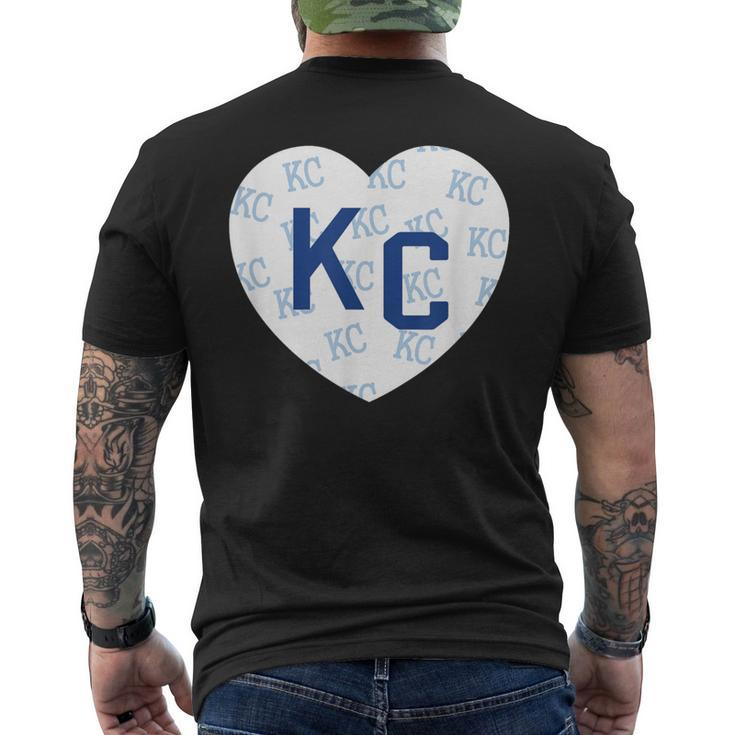 Blue Kc Heart Kansas City 2 Letter Kc Pattern Love Kc Blue Men's T-shirt Back Print