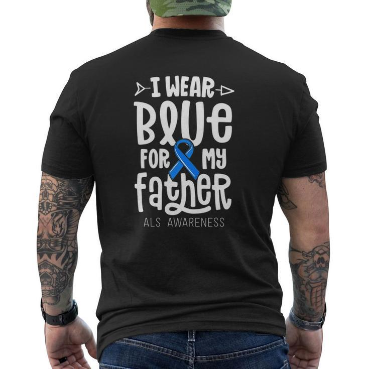 Blue Ribbon For Father Als Awareness Family Cure Mens Back Print T-shirt