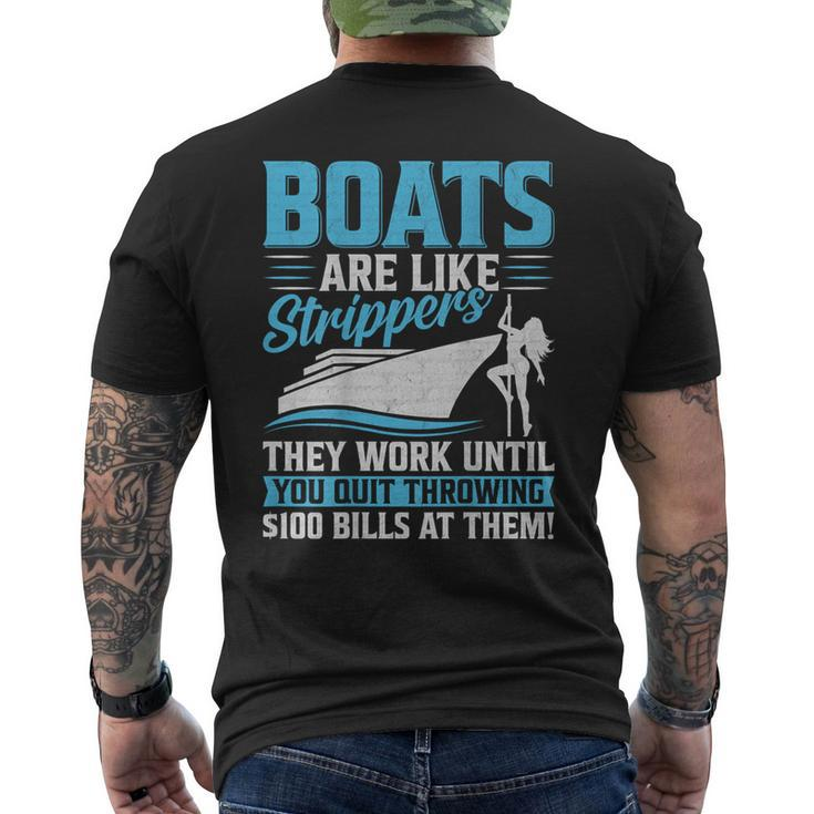 Boats Are Like Strippers They Won't Work Until You Boating Men's T-shirt Back Print