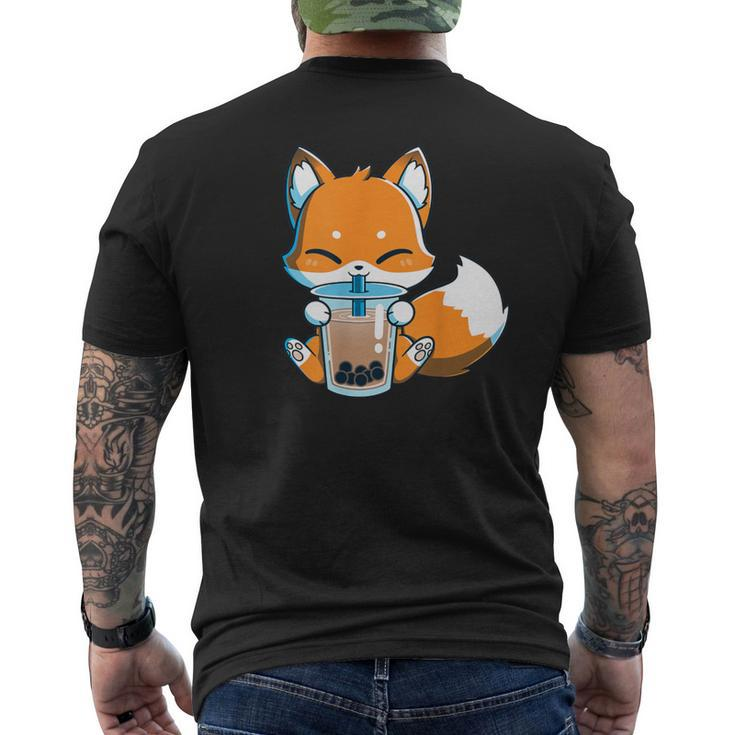 Boba Fox Drinking Cute Kawaii Japanese Foxy Anime Men's T-shirt Back Print