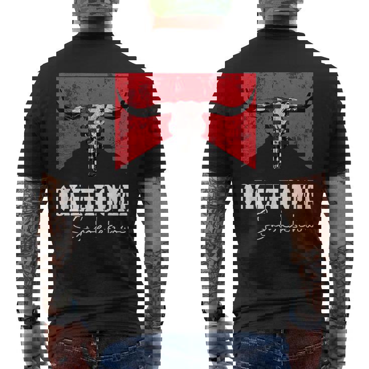 Boho Bull Skull Cow Oklahoma Smokeshow Western Country Mens Back Print T-shirt