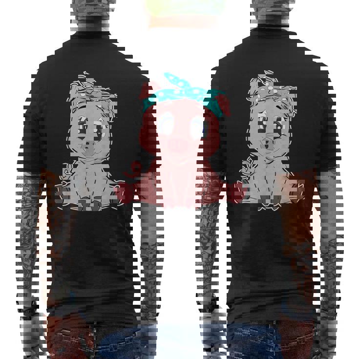 Bonito Pañuelo De Cerdo Divertido Amantes De Los Cerditos Camiseta Hombre Estampado Espalda